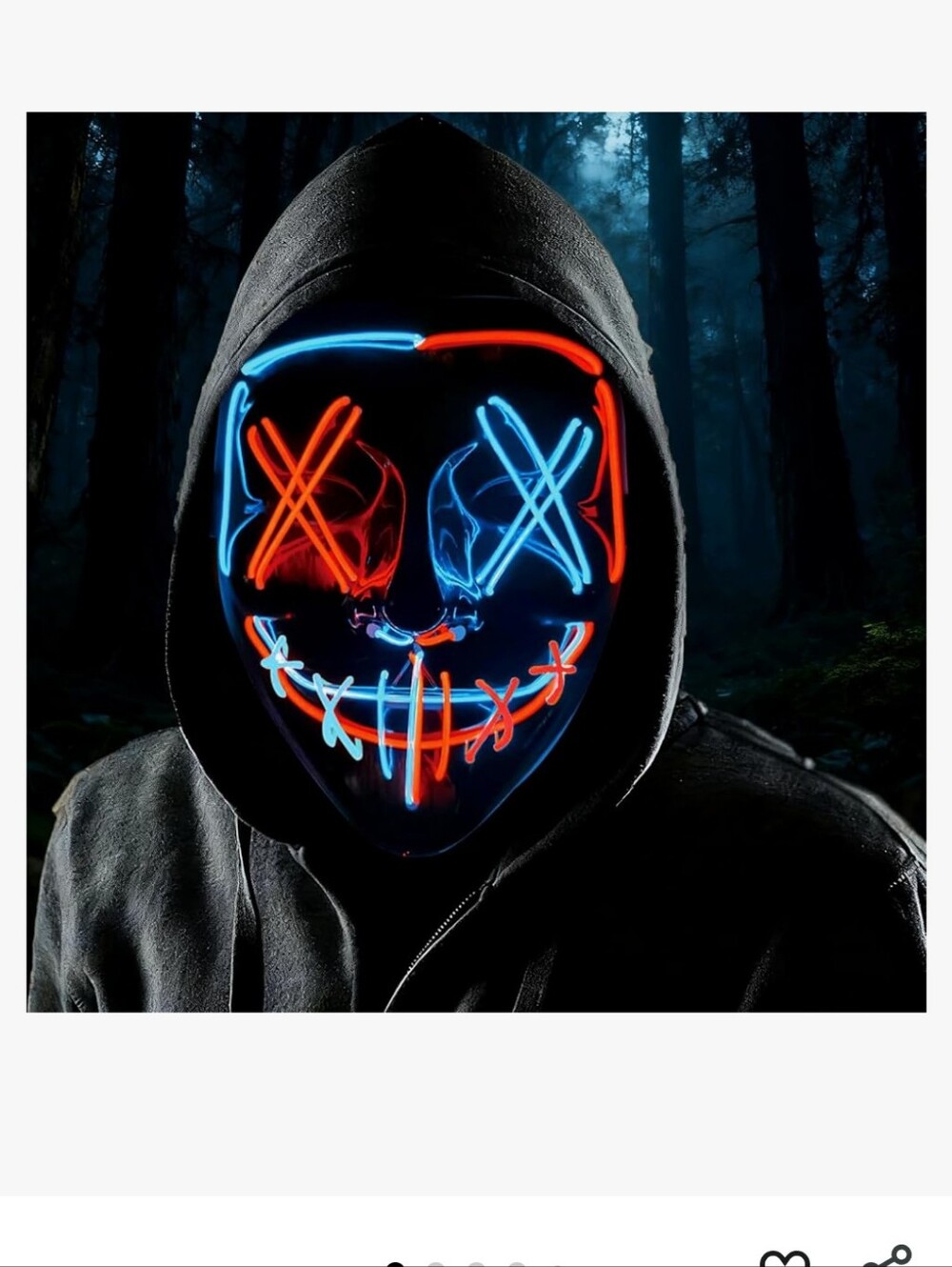 3 Mask For The Price Of 1 LED Demon Fox Mask with Blue & Pink EL Accents - White